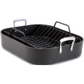 Hard Anodizado 16 &#39;&#39; By13 &#39;&#39; Roasting Pan com cremalheira antiaderente